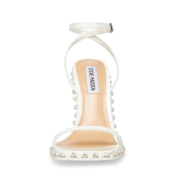 Steven Madden Zelle White Rhinestone Heels Size 8.5 - Picture 3 of 13